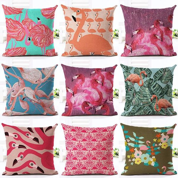 

colorful lovely flamingo printed throw pillow square holiday gift cushion cover decor almofadas pillowcase cojines cushion/deco