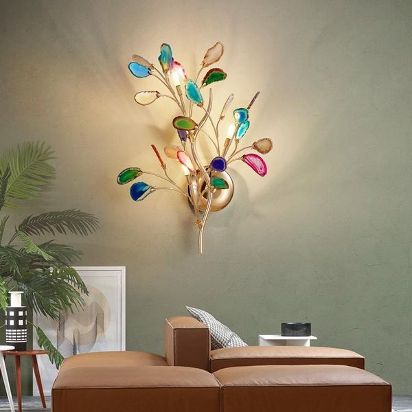 

wall lamps modern creative color agate branch led lamp luxury bedroom bedside living room aisle corridor interior decor