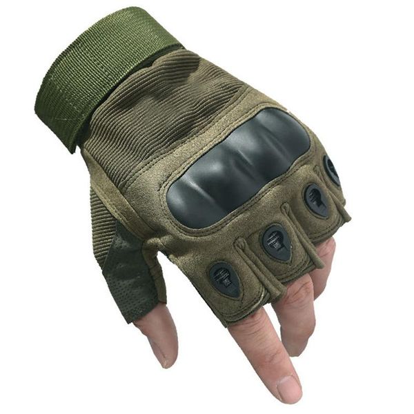 

sports gloves tactical men knitted leather half finger anti-slip wear-resistant army fans hiking fitness women, Black