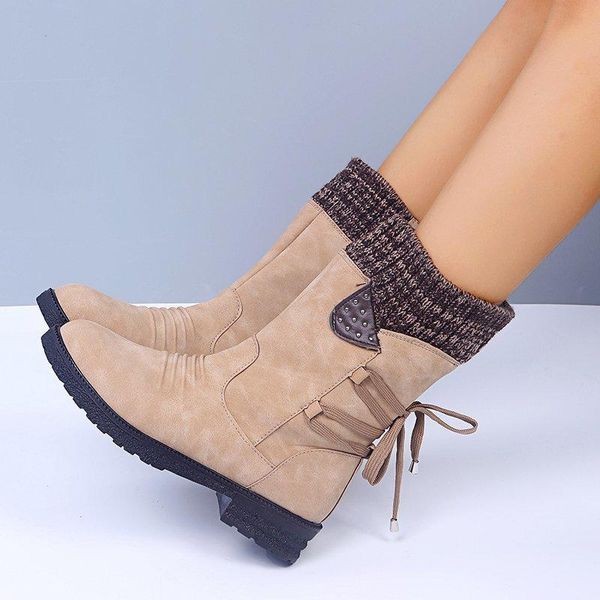 

boots plus size 35-43 2021 ankle women's winter autumn back lace up shoes woman med heels ladies blue purple comfy boot, Black