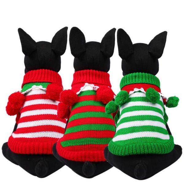 

dog apparel 2021 autumn winter christmas striped warm pets clothes coat cartoon jacket xxs-l