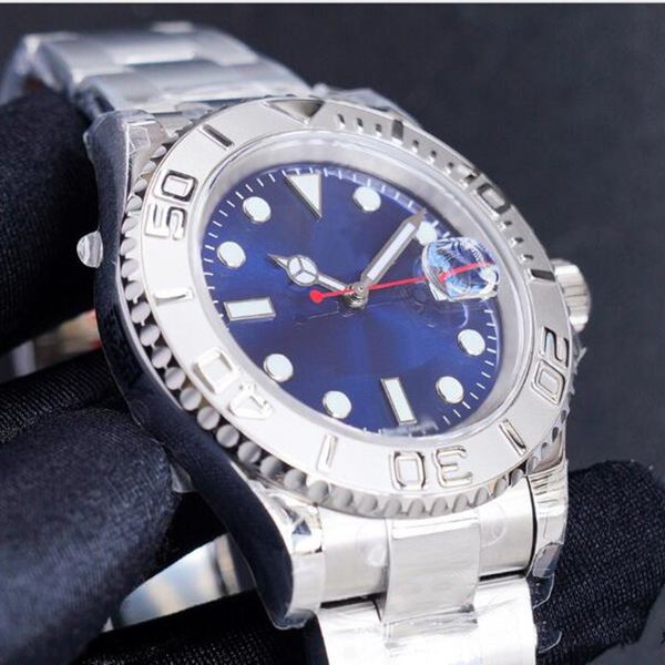 

2021 men's watch yacht style 40mm silver dial master automatic mechanical sapphire glass classic model folding buckle clasp wristwatch, Slivery;brown