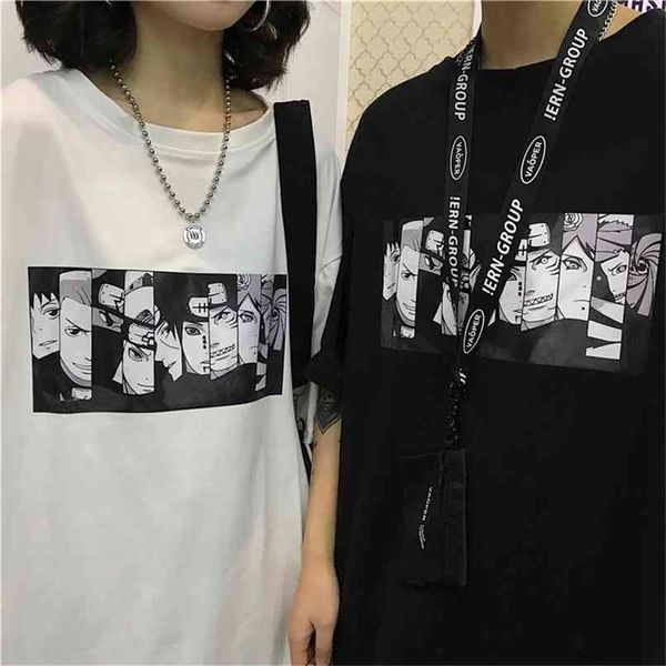 

korean fashion anime t-shirt tumblr harajuku style tee street wear matching shirt 210512, White