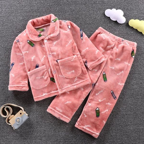 

toddler kids baby boys girls cartoon pajamas winter warm coats pants outfits set baby's sets born clothing babyboys clothes, White