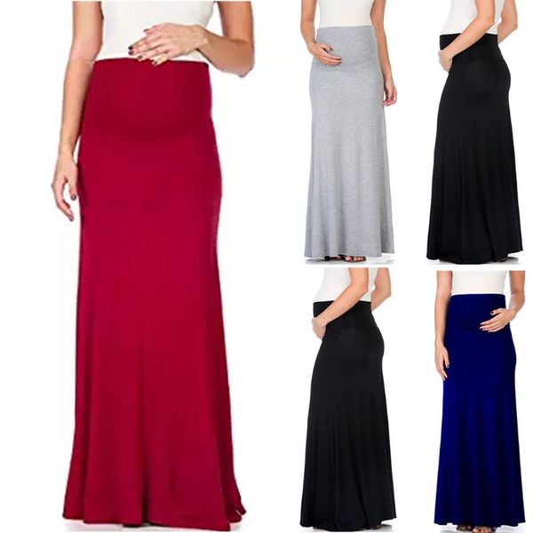 

maternity dresses women dress solid high waist belly control long skirt casual comfortable summer for, White