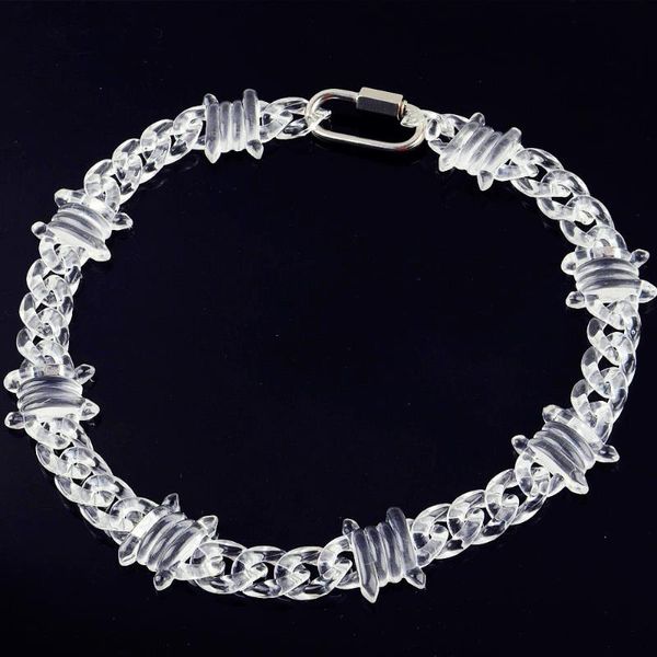 Punk Transparent Acryl Kette Schloss Halskette Für Männer Frauen Harz Klar Spike Kragen Anhänger Mode Schmuck Ketten