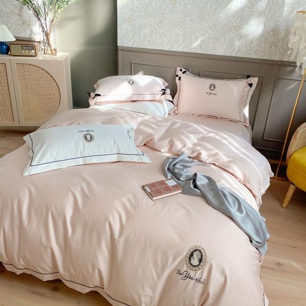 

bedding sets light luxury style 100s long-staple cotton 4pcs summer embroidered quilt cover bedclothes