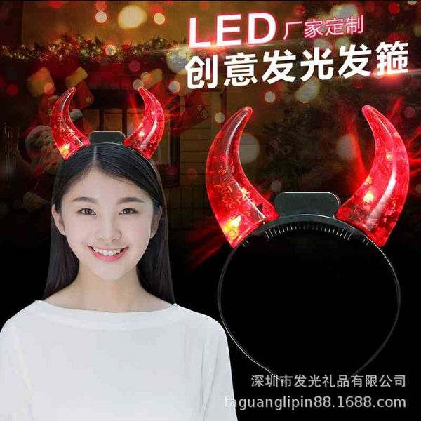 

led performance props head transparent crystal small horn luminous hair band