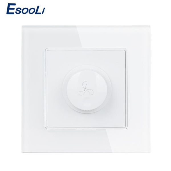 

smart home control esooli fan controller regulator luxury crystal glass panel wall switch interruptor 16a maximum 300w speed