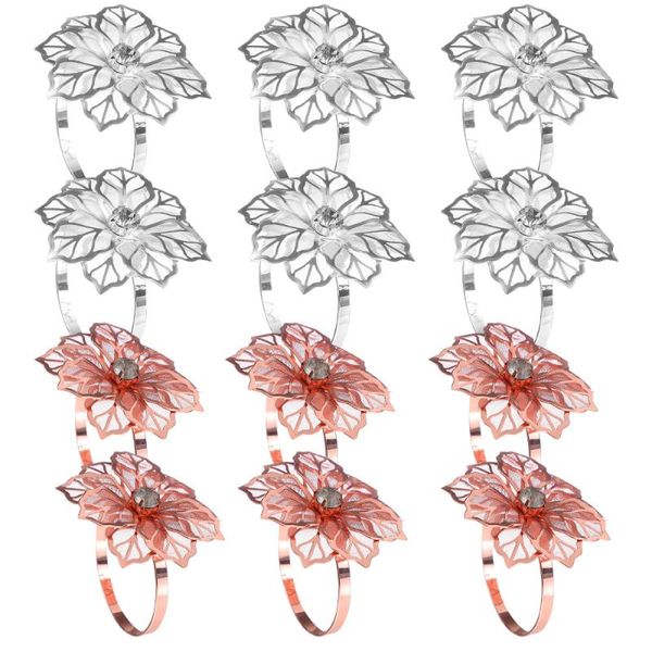 

napkin rings 12pcs alloy flower-shaped holders for table decoration