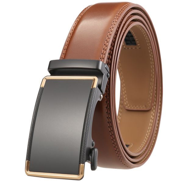 

men's automatic belt buckle simple two-layer leather ly36-22033-2, Black;brown