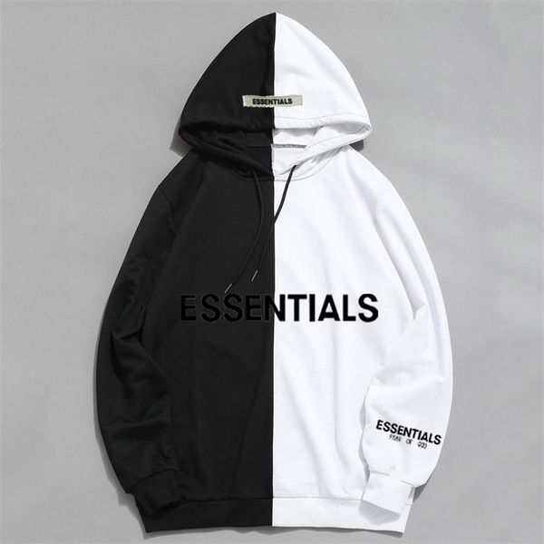 

feel of god double line essentials fashion brand thin chest soup seal men's and women's hooded sweater fog, Black