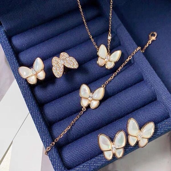 

fanjia necklace female pure silver bracelet plated with 18k fritillaria butterfly rose gold