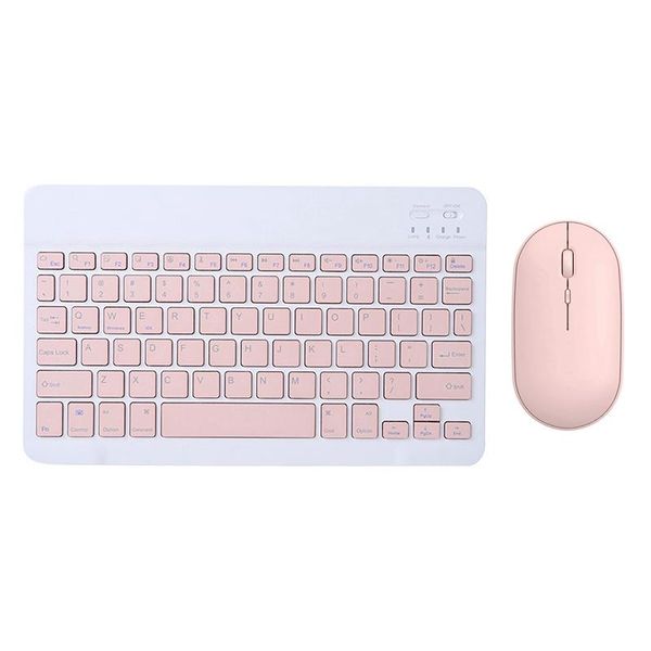 

keyboards slim rechargeable dual mode(bluetooth 4.0 + usb)wireless mouse(pink) with wireless keyboard 10 inch(pink)