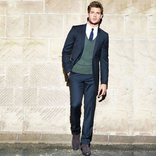 

men's suits & blazers navy blue men wedding tuxedos shawl lapel terno groom wear slim fit 2pieces (jacket+pants) prom blazer costu, White;black