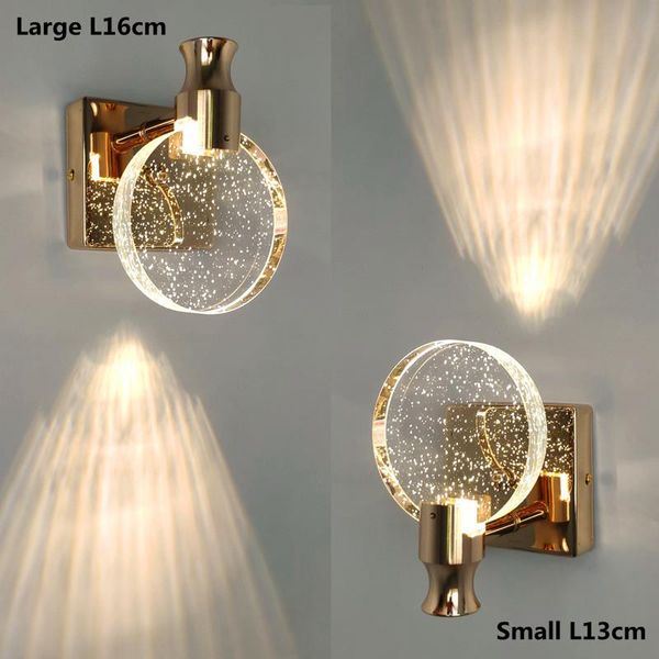 

crystal lamp led wall chip decor for bedroom living room home lights mirror light ac85-265v gold silver