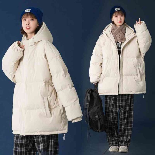 

basic cotton clothes women's winter 2021 new thickened jacket hooded down, Black