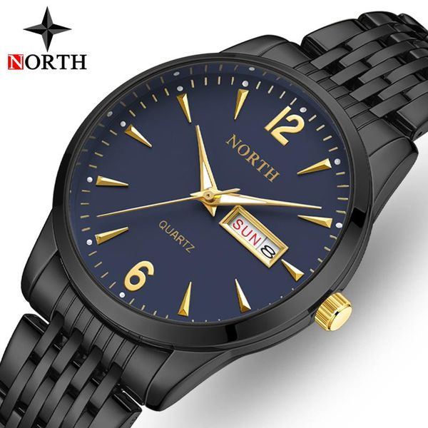 

wristwatches north man watches waterproof stainless steel date quartz wristwatch business dress clock male relogio masculin, Slivery;brown