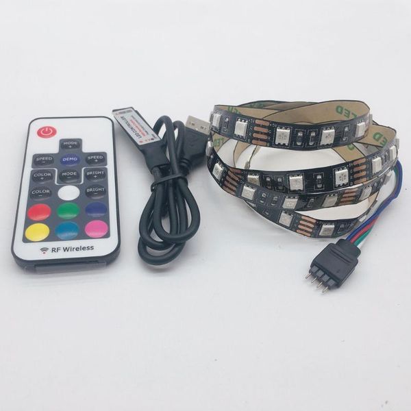 Streifen LED Streifen Licht PC 5 V RGB 5V 1M 60Led/M USB 3 Mini 17 schlüssel Controller Wasserdicht Band Diode Lampe TV HintergrundbeleuchtungLED StripsLED