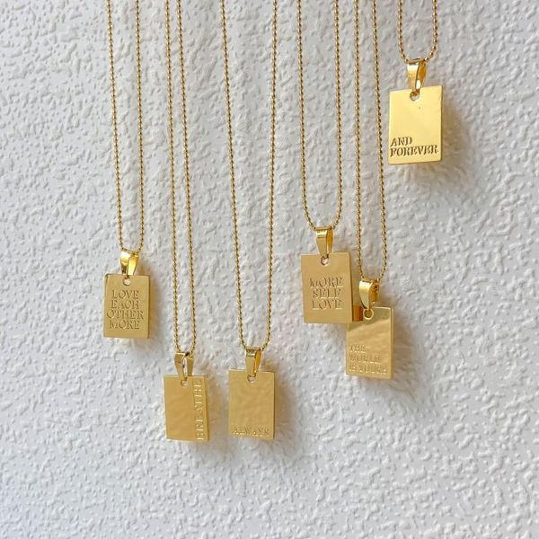 

pendant necklaces simple fashion glossy letter necklace love stainless steel jewelry for women girl gift, Silver