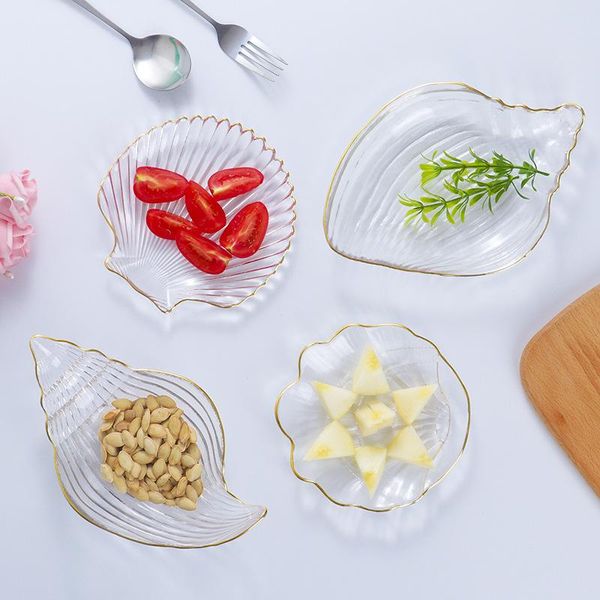 

dishes & plates small glass and bowls set with glod rim nordic ocean dessert fruit plate jewelry storage tray decorative trinket dish