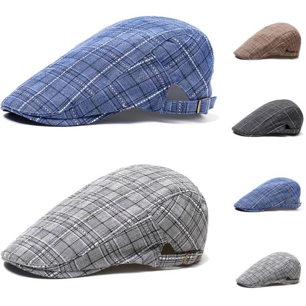 

berets men's sboy golf plaid beret irish hats men cabbie driving flat caps 2021 fashion streetwear casual autumn, Blue;gray