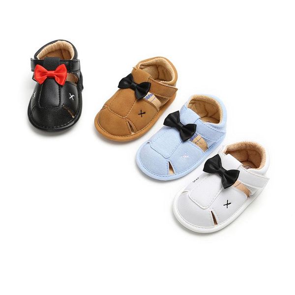 

sandals born baby boy pu bow cute clogs no-slip summer girls shoes rubber slip sandal sports 0-18m, Black;red