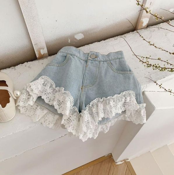 

girls lace denim shorts spring cotton fashion 2-7 years yt907, Black