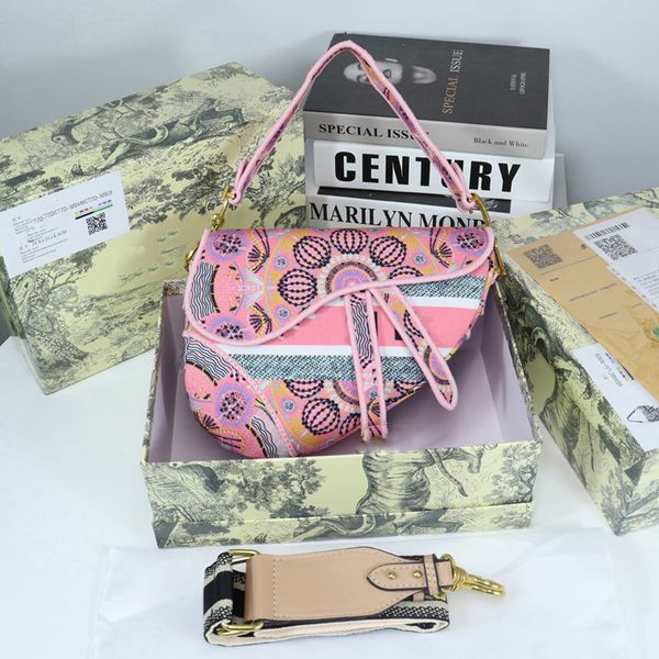 

wholesale shoulder bags designer saddle bag woman fashion handbags lady floral embroiderys cowboy blue crossbody designer handbag wallets 00