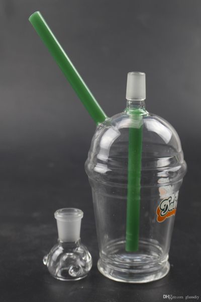 Starbucks Dabuccino Rig Glass Bongs Cup Dab Rigs com Free Quartz Banger 14mm 18mm macho para cachimbo de narguilhs