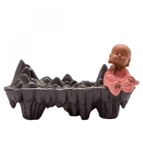 

fragrance lamps mountains ceramic backflow incense burner little monk smoke waterfall stick holder crafts creative home decor