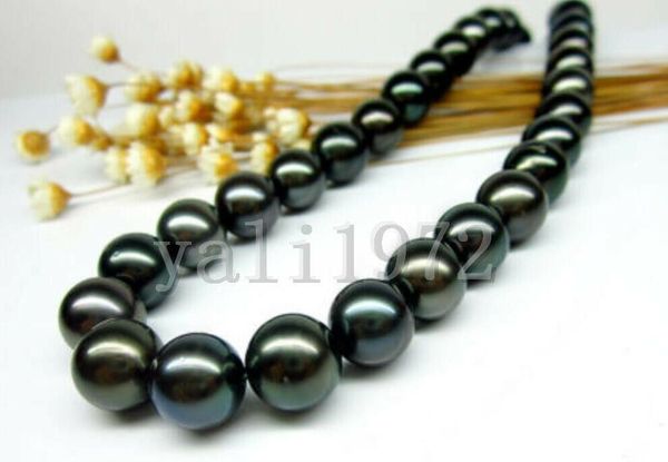 

huge 20"11-13mm natural south sea genuine black pearl necklace fine pearls jewelry, Silver