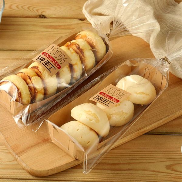 

gift wrap 100pcs net red ship type coated kraft paper sandwich dog mini burger cake roll bread tray packaging box with clear bag