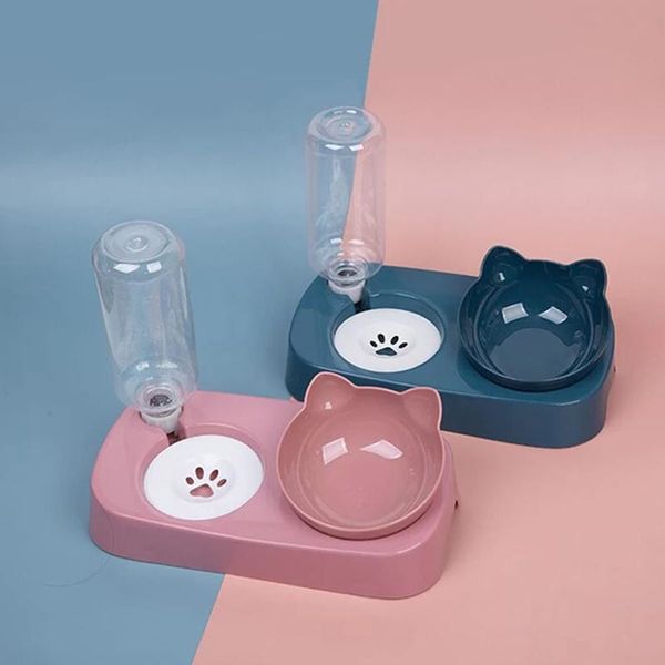 

cat bowls & feeders s&l 2-in-1 bowl water dispenser automatic storage pet dog food container with waterer feeder