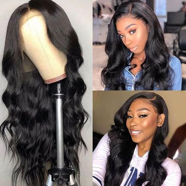 

lace wigs remy body wave for women human hair 4x4 closure wig 30 inch brazilian wet and wavy, Black;brown