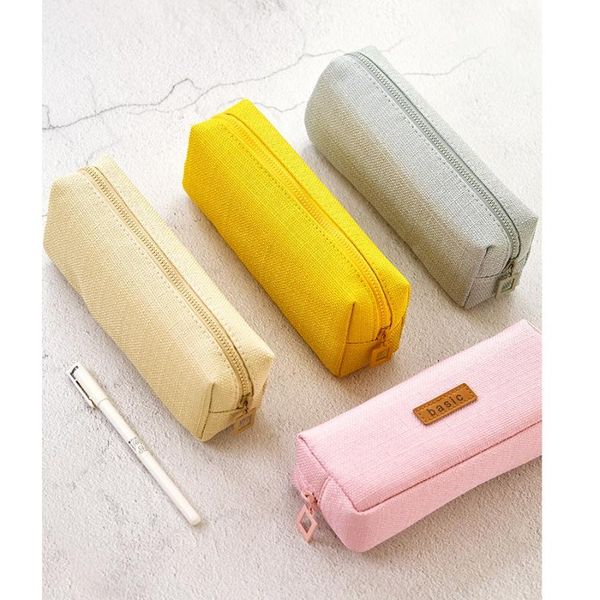 

pencil cases color [basic] pen bag case, large capacity organizer storage pouch for stationery office school student gift