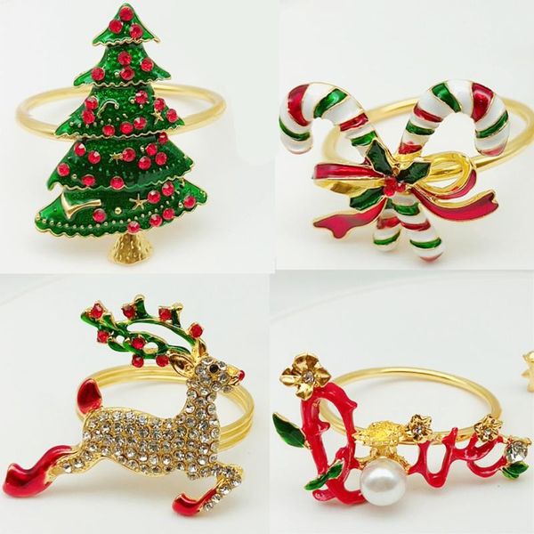 

napkin rings 6pcs/set metal decorative christmas tree reindeer love holders for table decoration