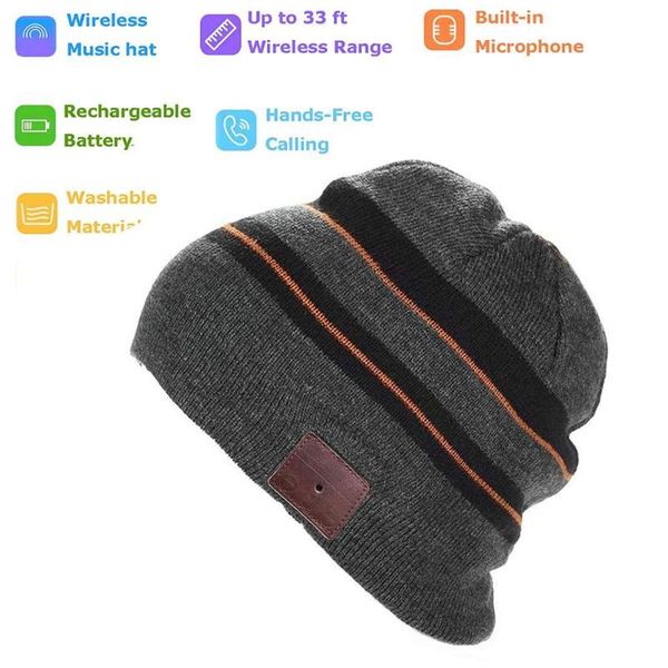 

headsets 2021 fashion smart wireless bluetooth4.2 headset knit hat cap headphone bluetooth music player earphone christmas gift