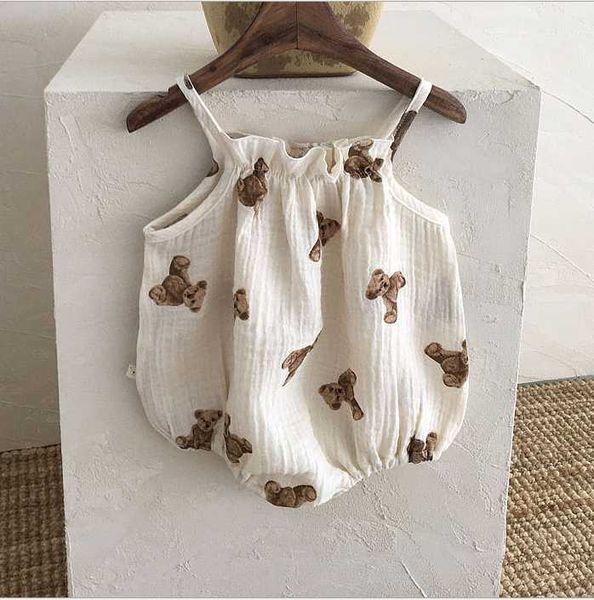 

rompers 2021 boys girls printed cotton linen summer babys jumpsuit, Blue