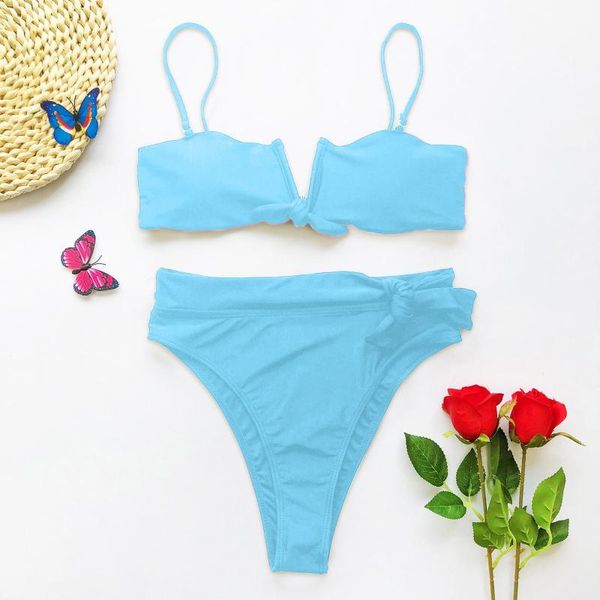 

women's swimwear women solid v neck bikinis set swimsuit summer beach wear brazilian biquinis bathing suits 2021 bikini #t1q, White;black