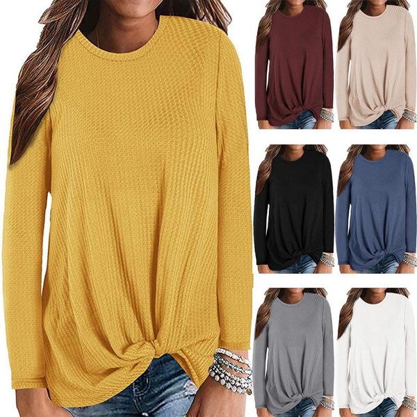 

women's sweaters 2021 spot european solid color autumn winter product waffle round collar kink long sleeve casual loose knit sweater, White;black