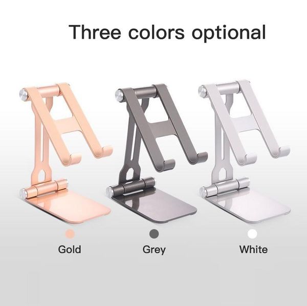 

universal aluminum alloy folding 270Â° adjustable double tablet holder mobile phone cell mounts & holders