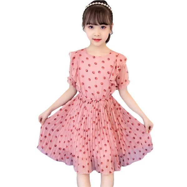 

dress for girls dot summer es casual style beach girl teenage kids clothes 6 8 10 12 14 year 210528, Red;yellow