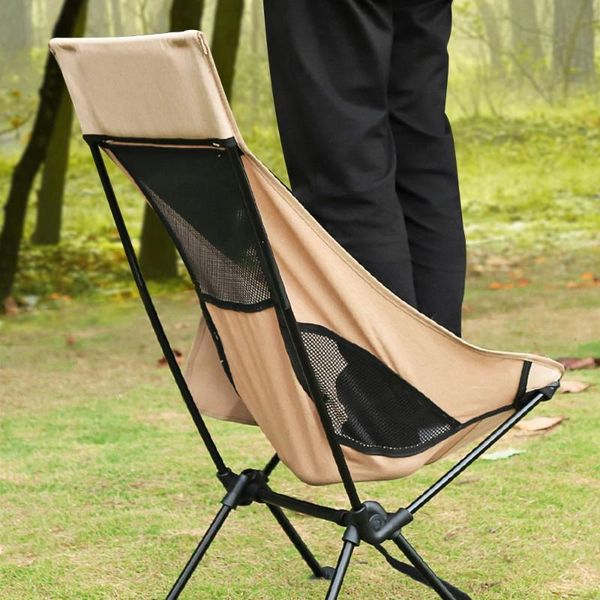 

high back camping chair folding travel recliner waterproof oxford cloth with pillow for fishing garden outdoor camp furniture