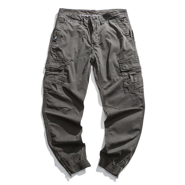 

pockets cargo pants men spring cotton casual joggers tactical trousers pantalon homme fashion zipper streetwears men's, Black
