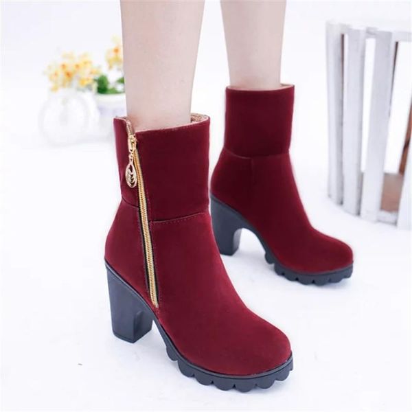 

boots women's ankle autumn and winter trend fashion wild warm non-slip, Black