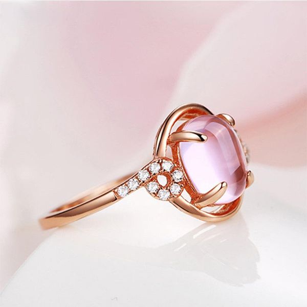 

luxury female moonstone thin open ring charm rose gold color engagement vintage bridal oval wedding rings for women, Slivery;golden