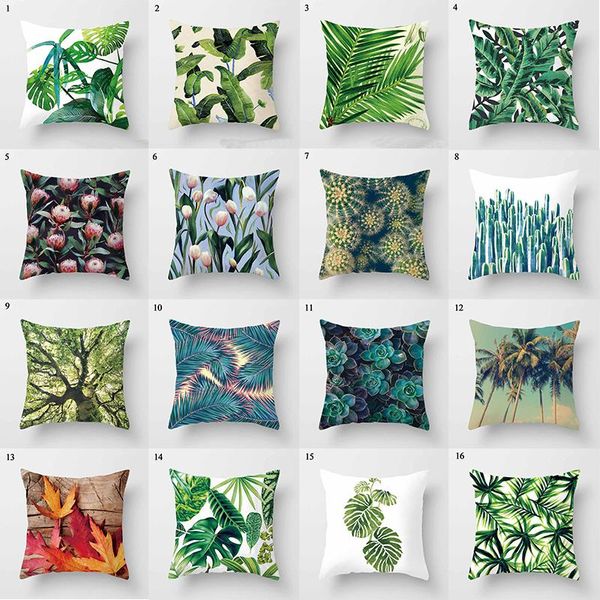 

pillow case tropical plants printed decorative cushions pillowcase polyester cushion cover throw sofa decoration pillowcover 2021