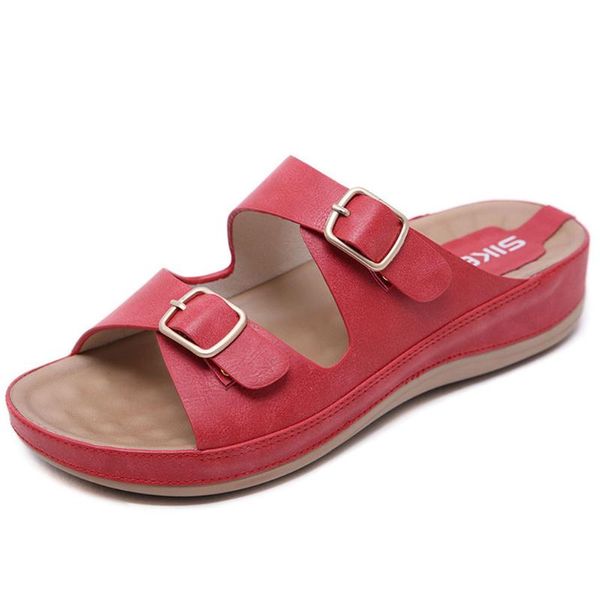 

slippers ribetrini classic leisure women summer shoes outdoor casual buckle round toe brand cool, Black