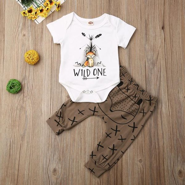 

clothing sets baby & children's born boy girl clothes cartoon print short sleeve romper long pants outfits cotton set, White
